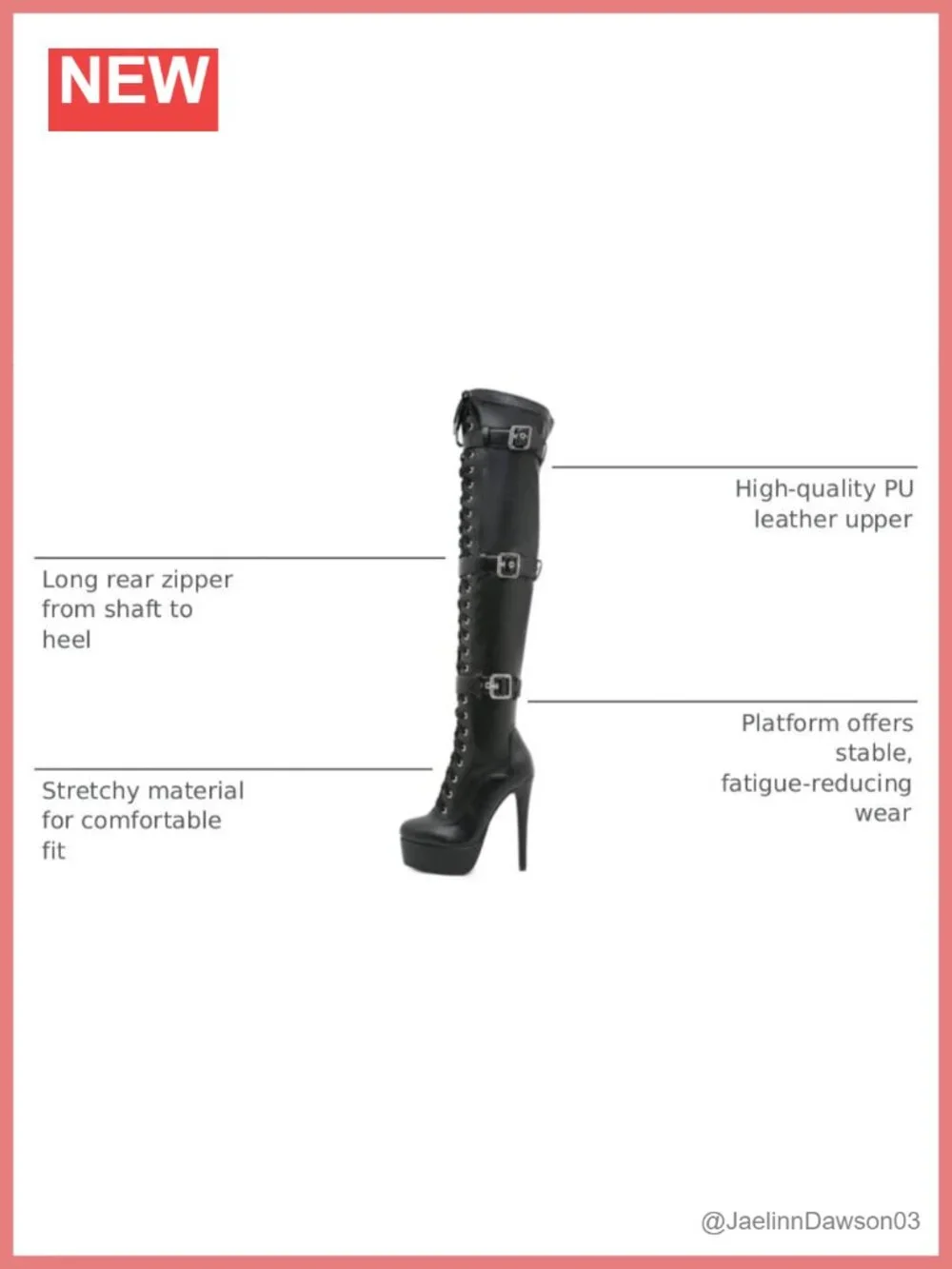 PU Leather Over the Knee Platform Boots Women's High Heel Party Stiletto Zip